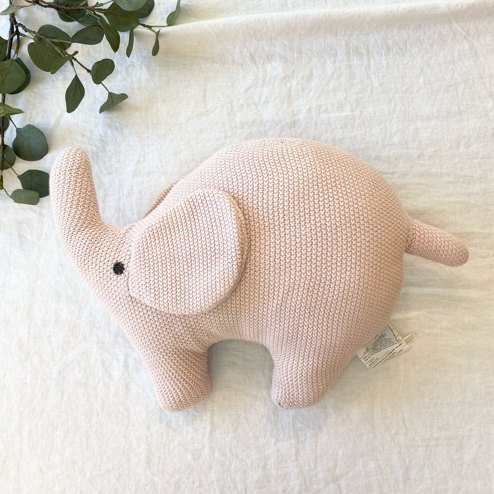 Frolics Knit Pink Elephant Pillow